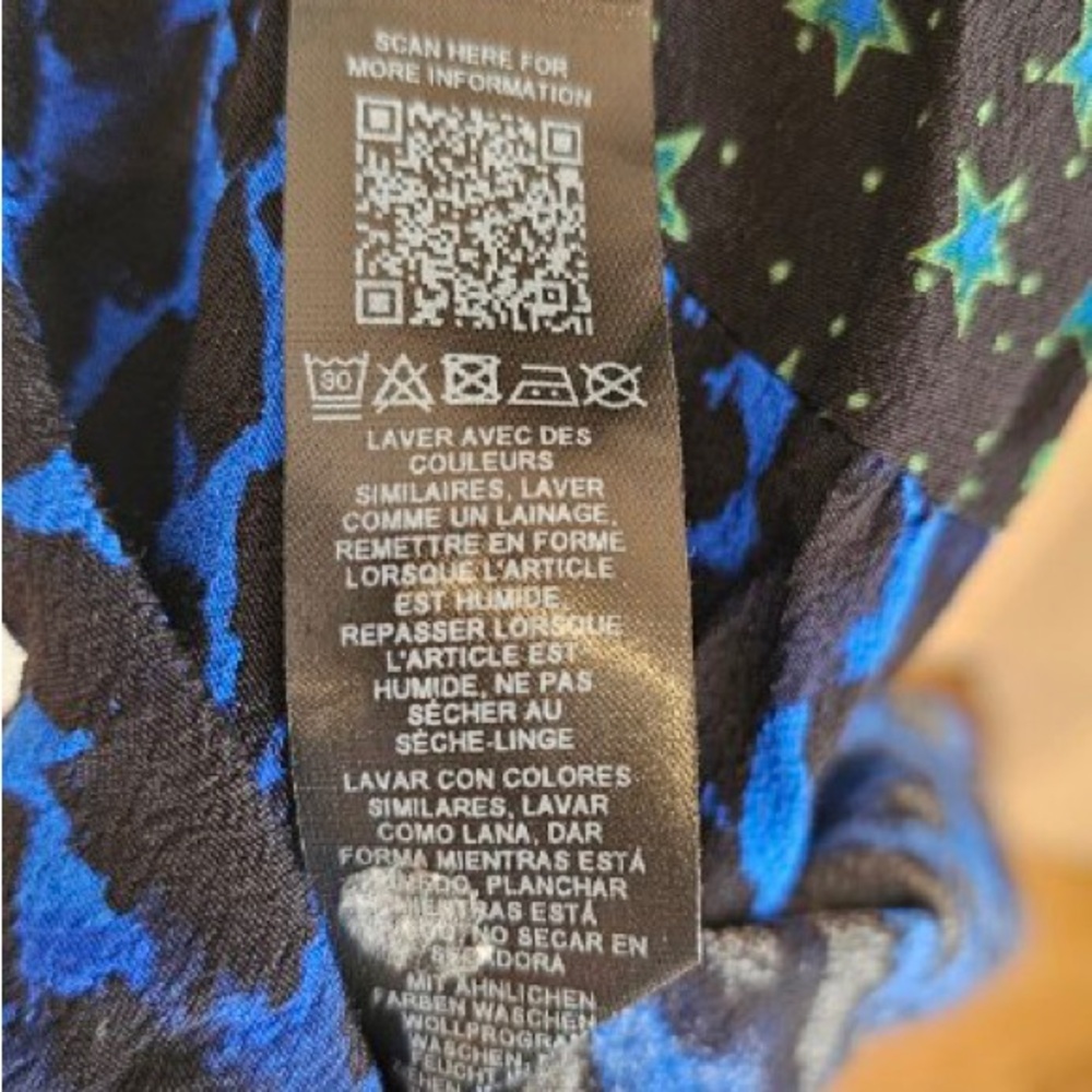 TOPSHOP Tall Animal & Star Print V Neck Midi Dress Green\Blue Viscose Size 10 - Picture 9 of 10